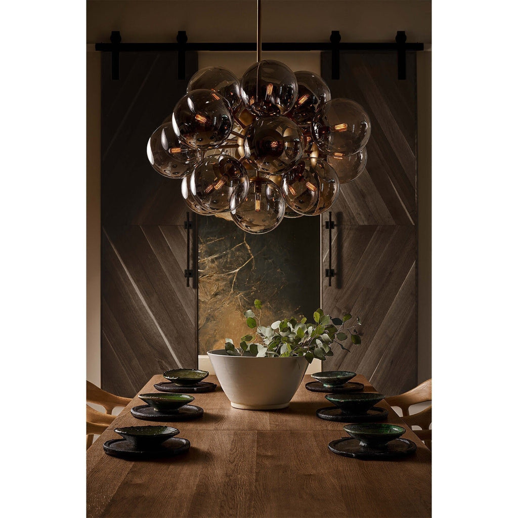 Mandoza Nickel Smoked Glass Chandelier-Vancei