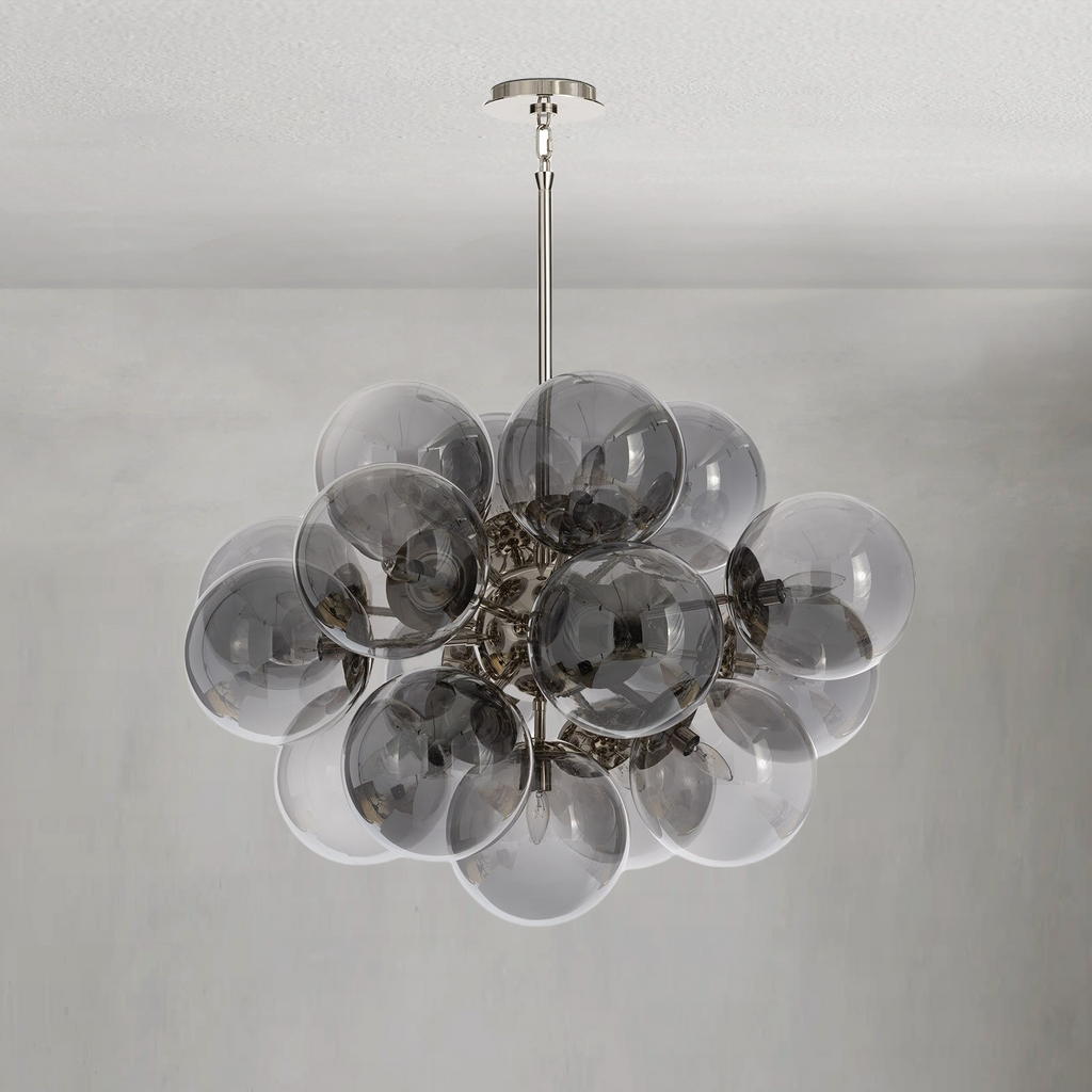 Mandoza Nickel Smoked Glass Chandelier-Vancei