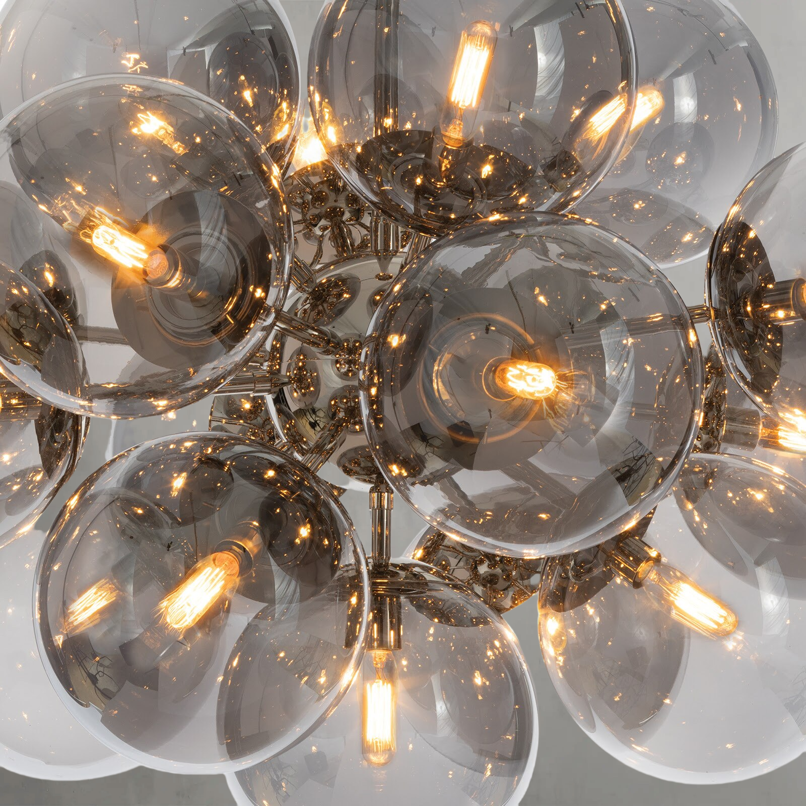 Mandoza Nickel Smoked Glass Chandelier-Vancei