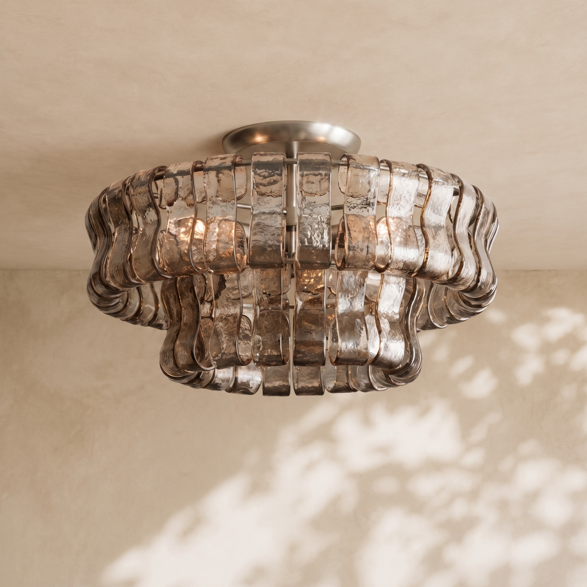 Ghiaccio 2-Tier Glass Round Flushmount 18"