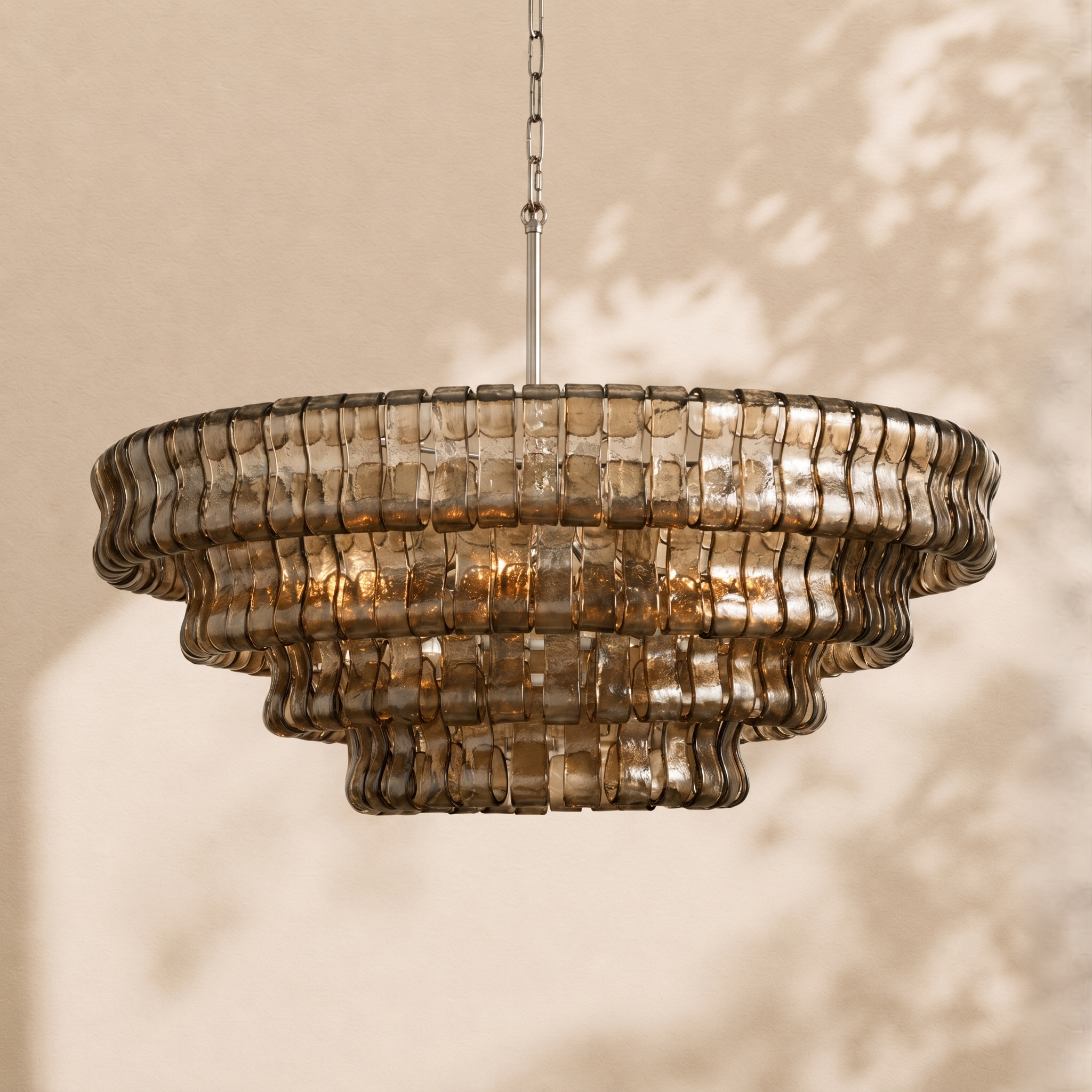Ghiaccio 4-Tier Glass Round Chandelier 36"