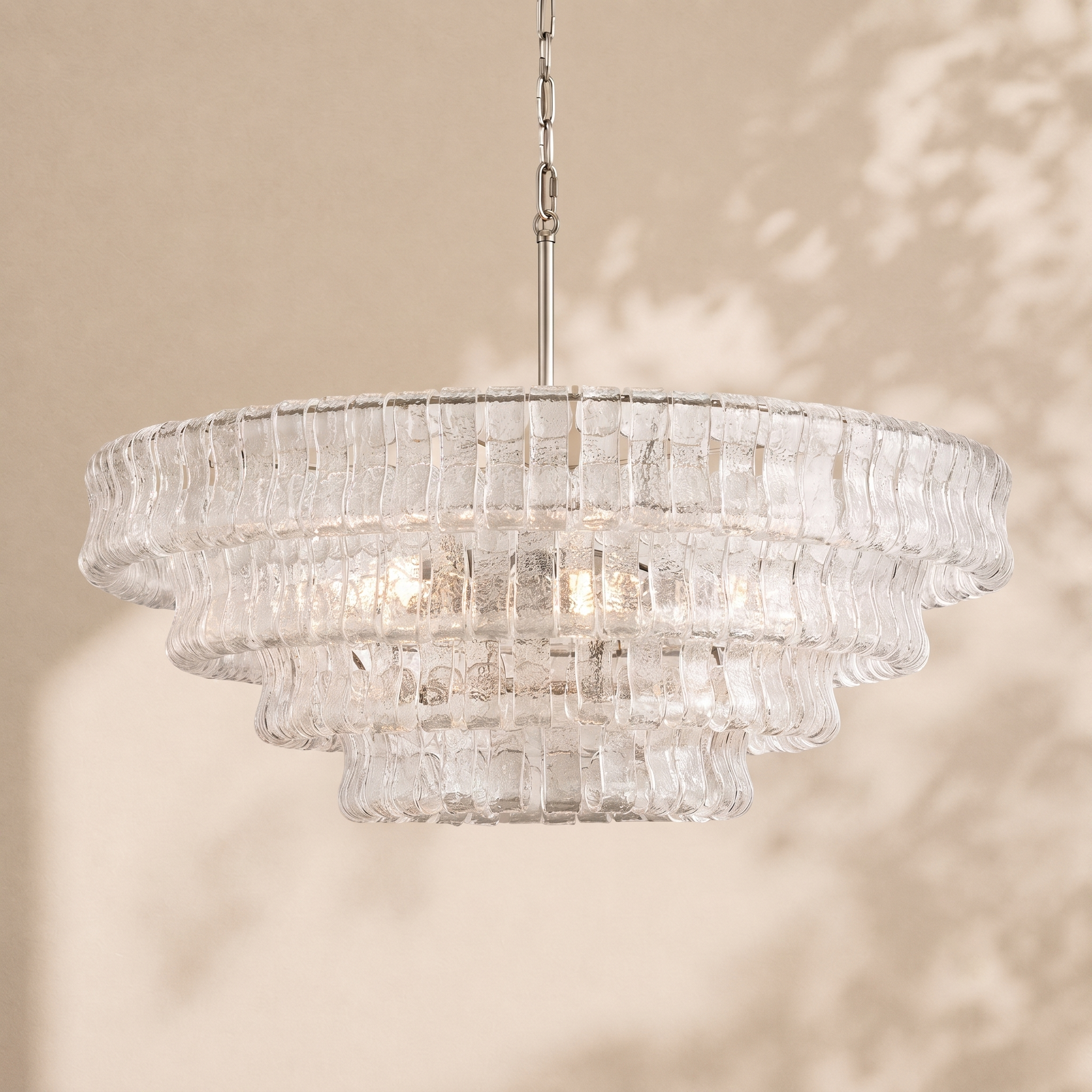 Ghiaccio 4-Tier Glass Round Chandelier 36"
