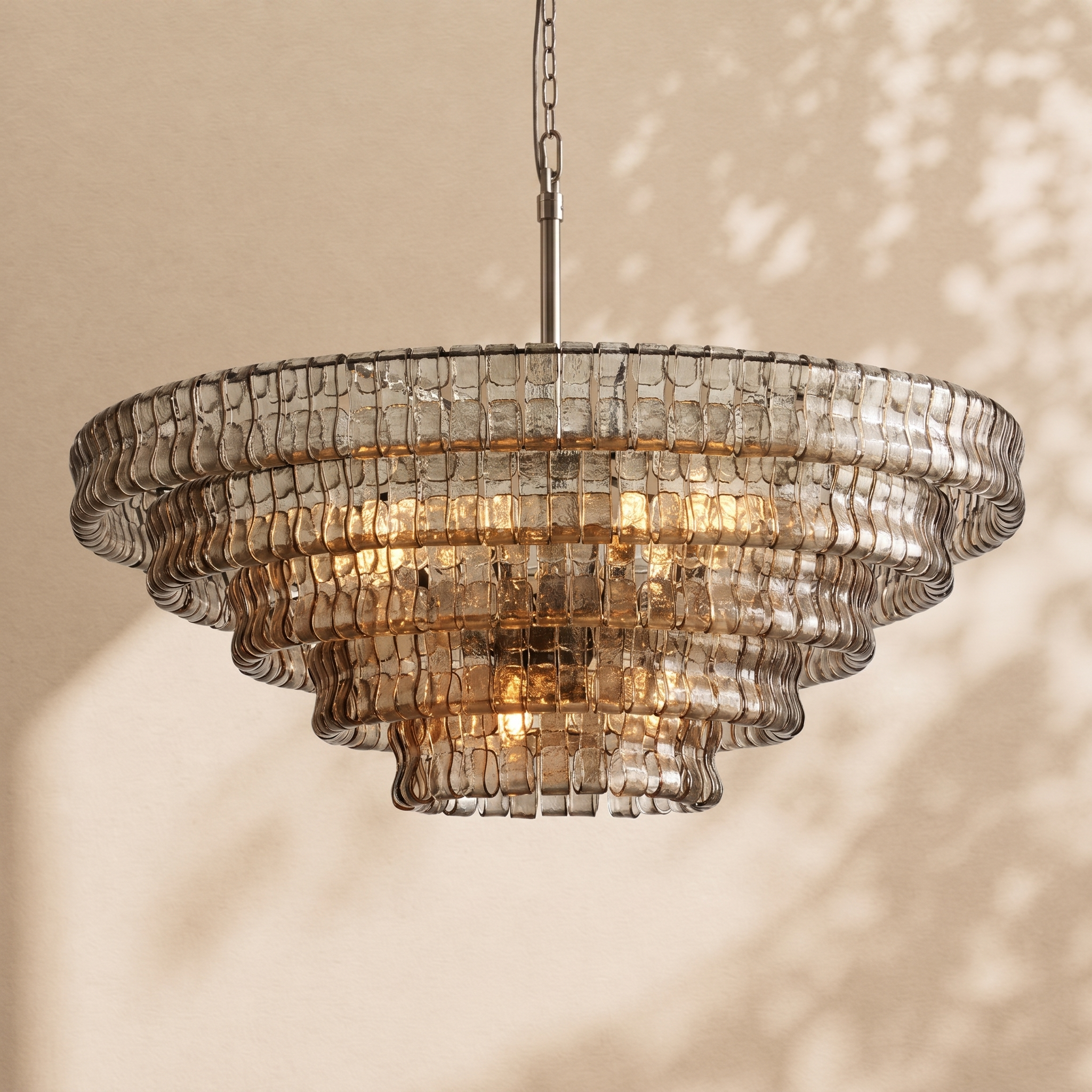 Ghiaccio 5-Tier Glass Round Chandelier 48"