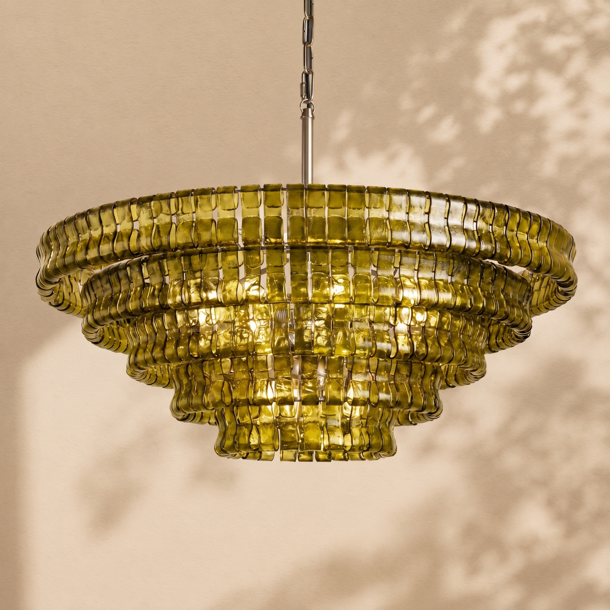 Ghiaccio 5-Tier Glass Round Chandelier 48"