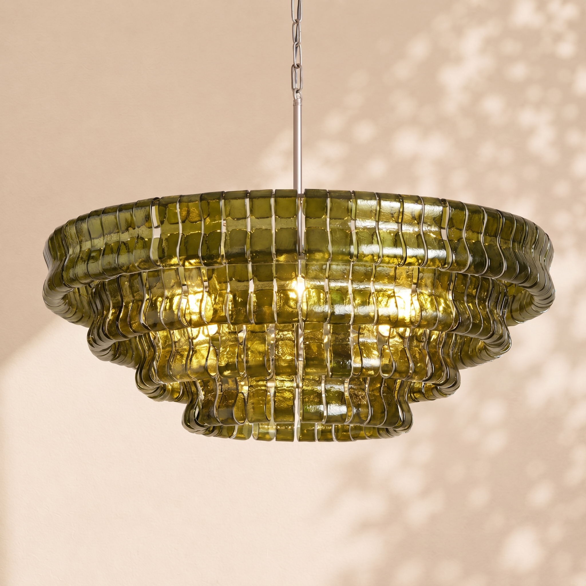 Ghiaccio 4-Tier Glass Round Chandelier 36"