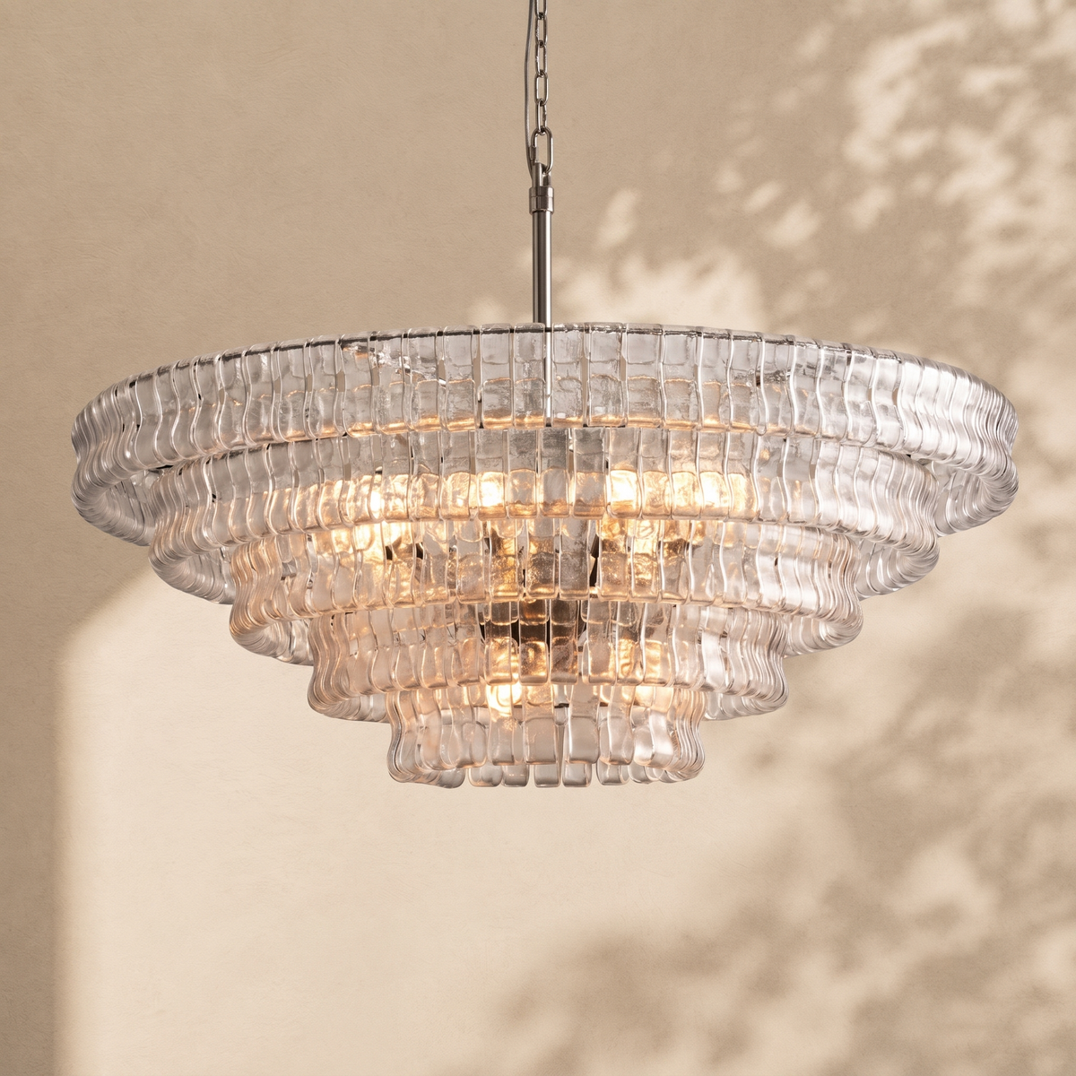 Ghiaccio 5-Tier Glass Round Chandelier 48"