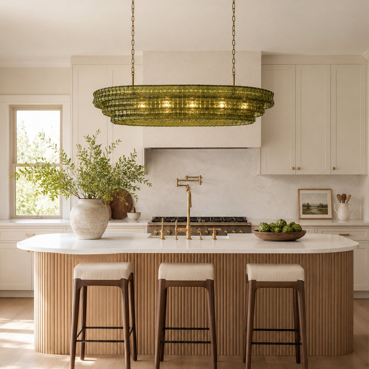 Ghiaccio Glass Oval Chandelier 54"W/65"W