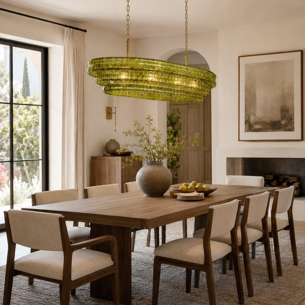 Ghiaccio Glass Oval Chandelier 54"W/65"W