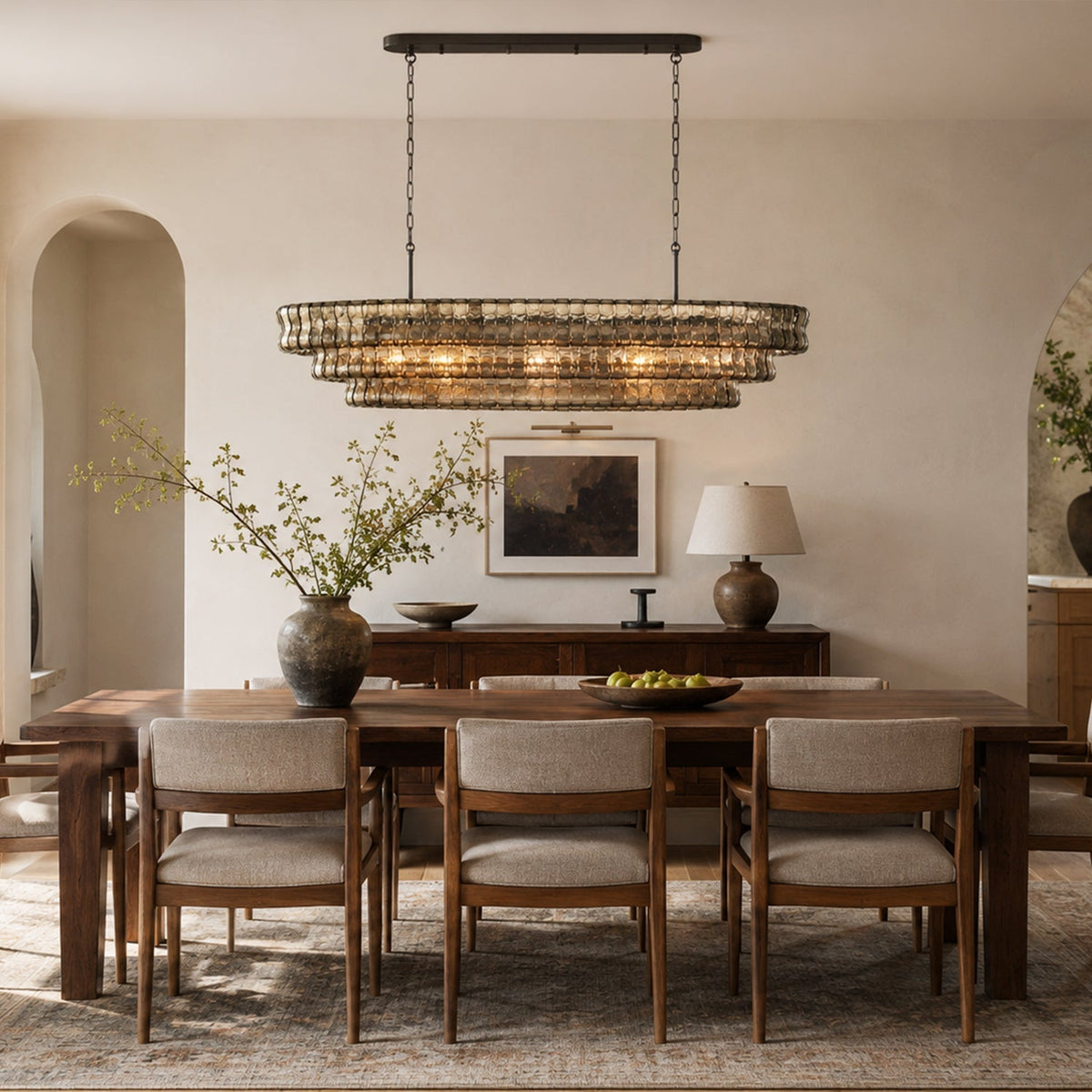 Ghiaccio Glass Oval Chandelier 54"W/65"W