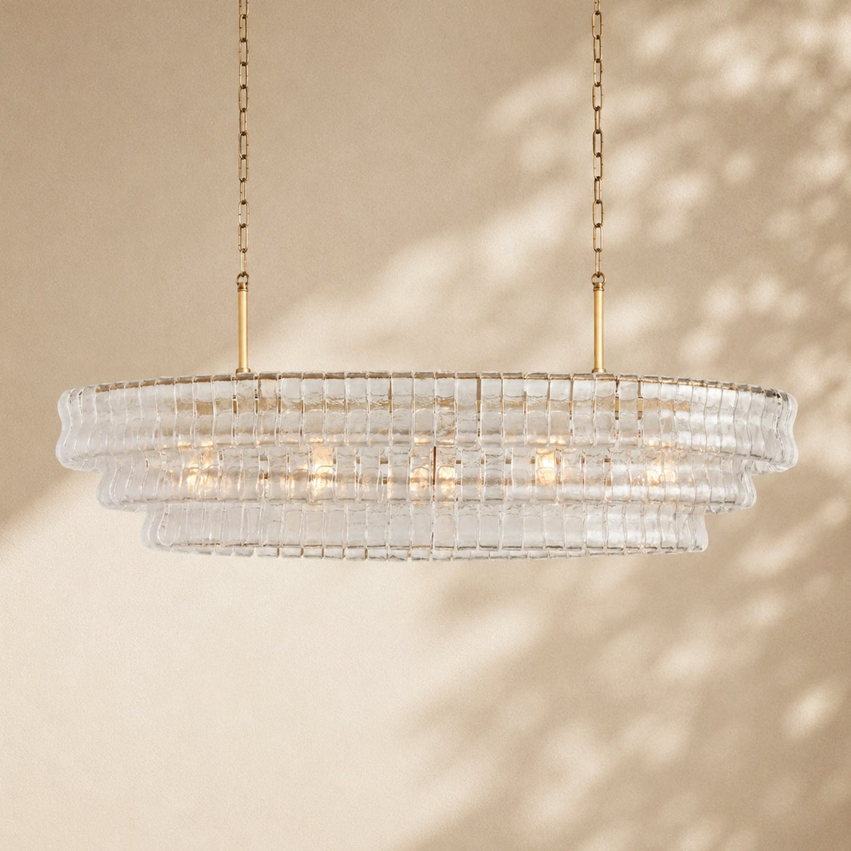 Ghiaccio Glass Oval Chandelier 54"W/65"W