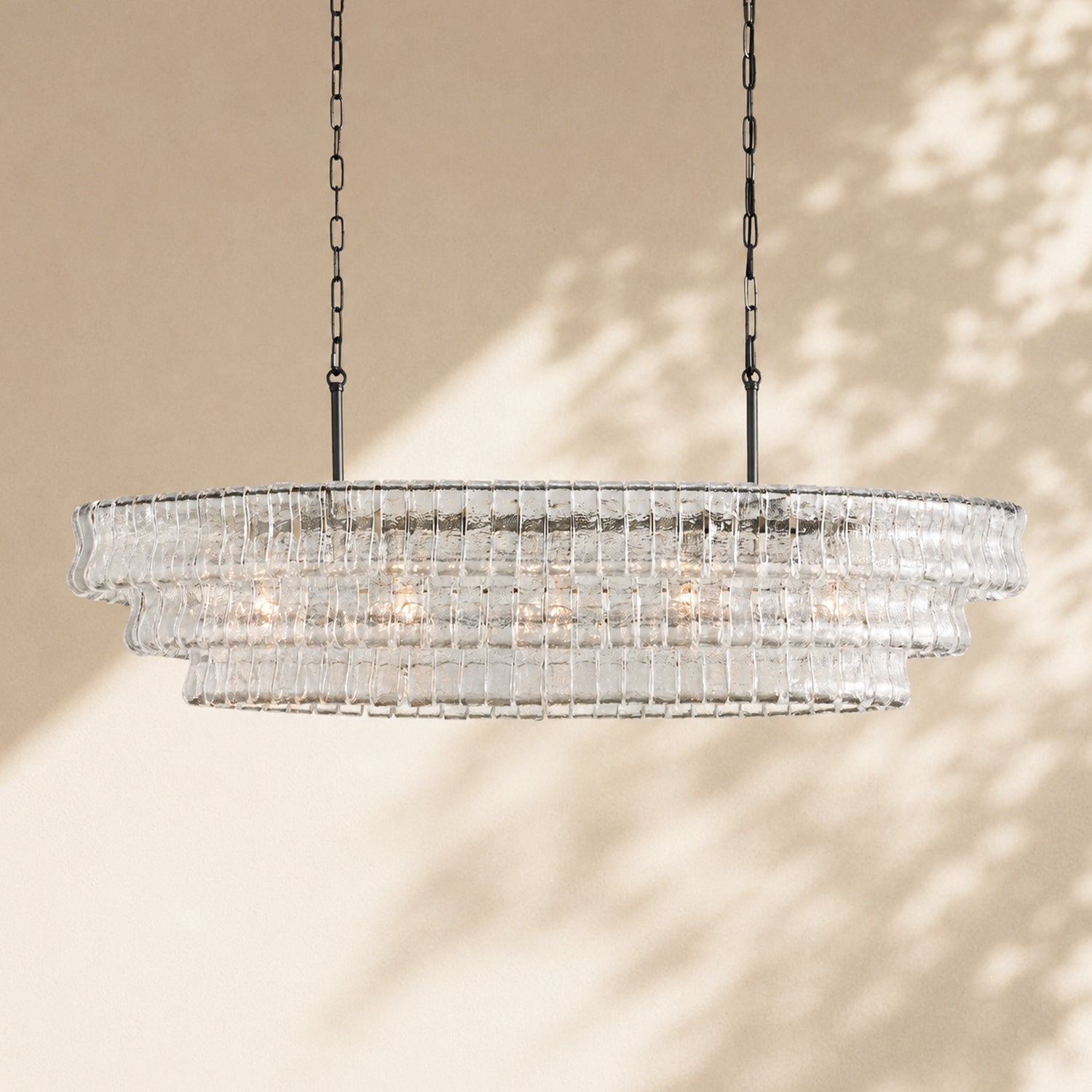 Ghiaccio Glass Oval Chandelier 54"W/65"W