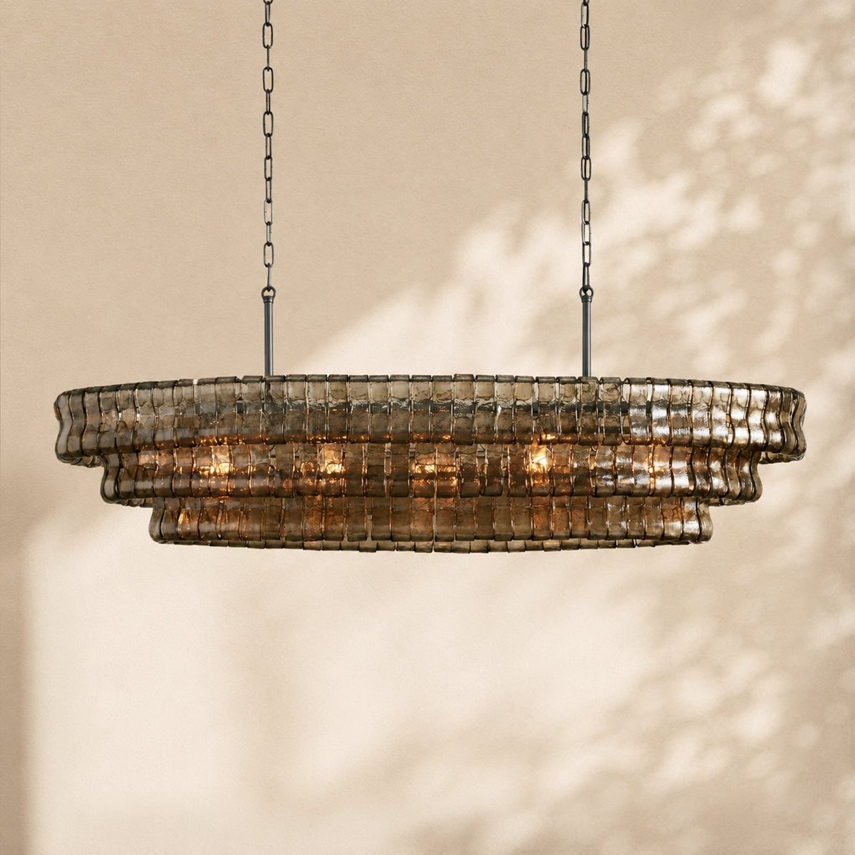 Ghiaccio Glass Oval Chandelier 54"W/65"W