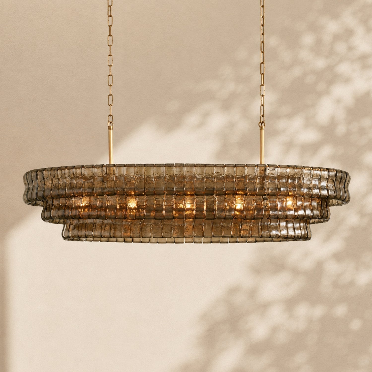 Ghiaccio Glass Oval Chandelier 54"W/65"W