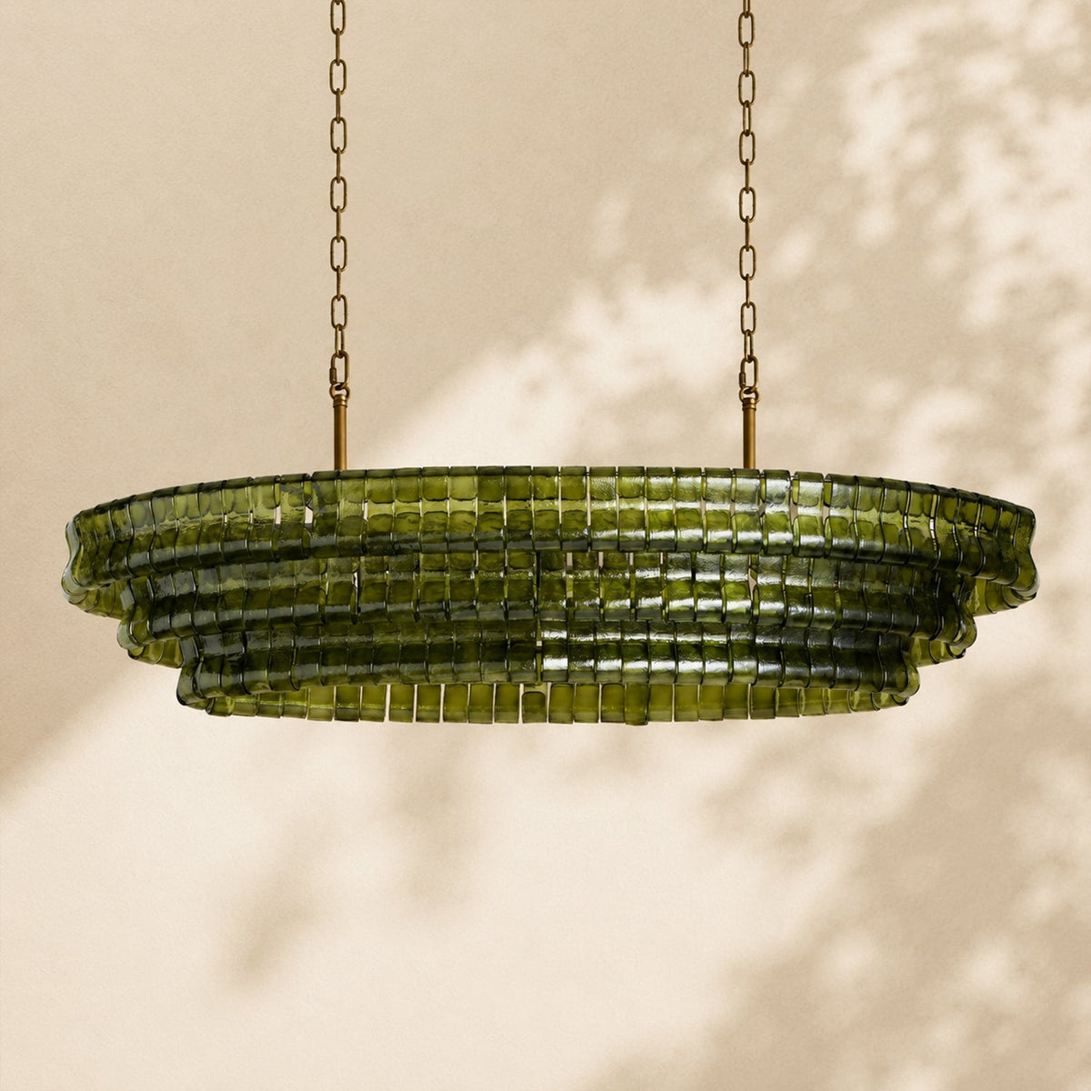 Ghiaccio Glass Oval Chandelier 54"W/65"W