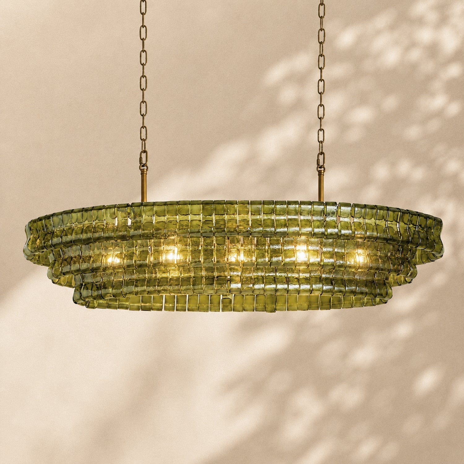 Ghiaccio Glass Oval Chandelier 54"W/65"W