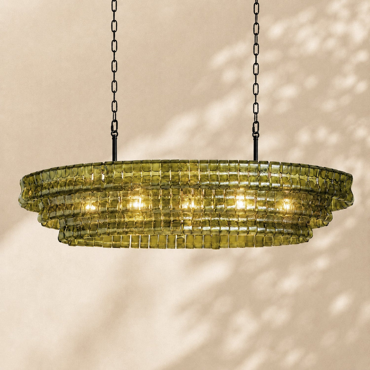 Ghiaccio Glass Oval Chandelier 54"W/65"W