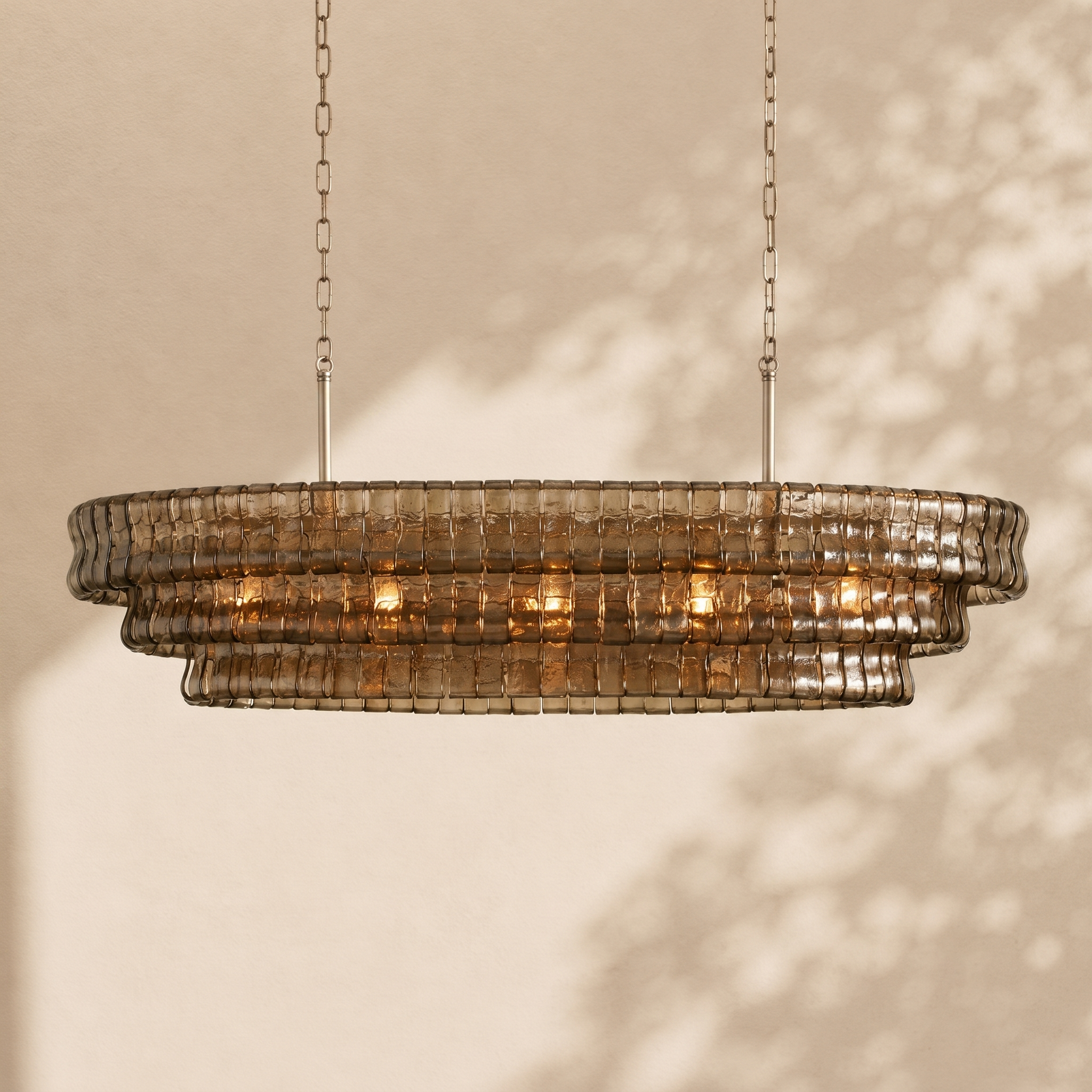 Ghiaccio Glass Oval Chandelier 54"W/65"W