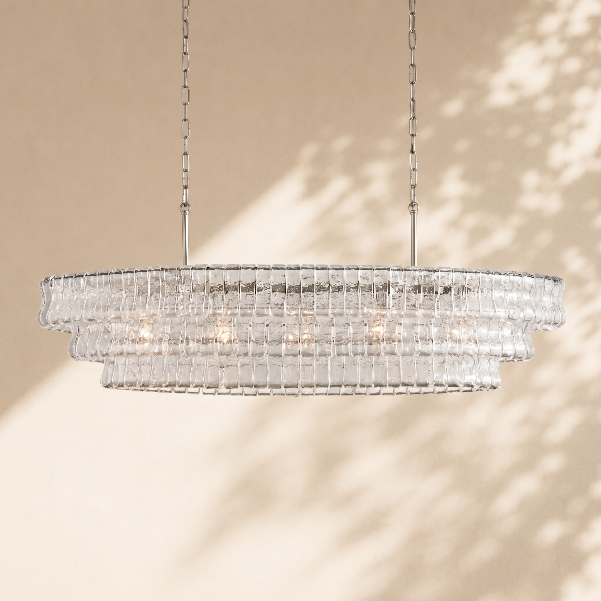 Ghiaccio Glass Oval Chandelier 54"W/65"W