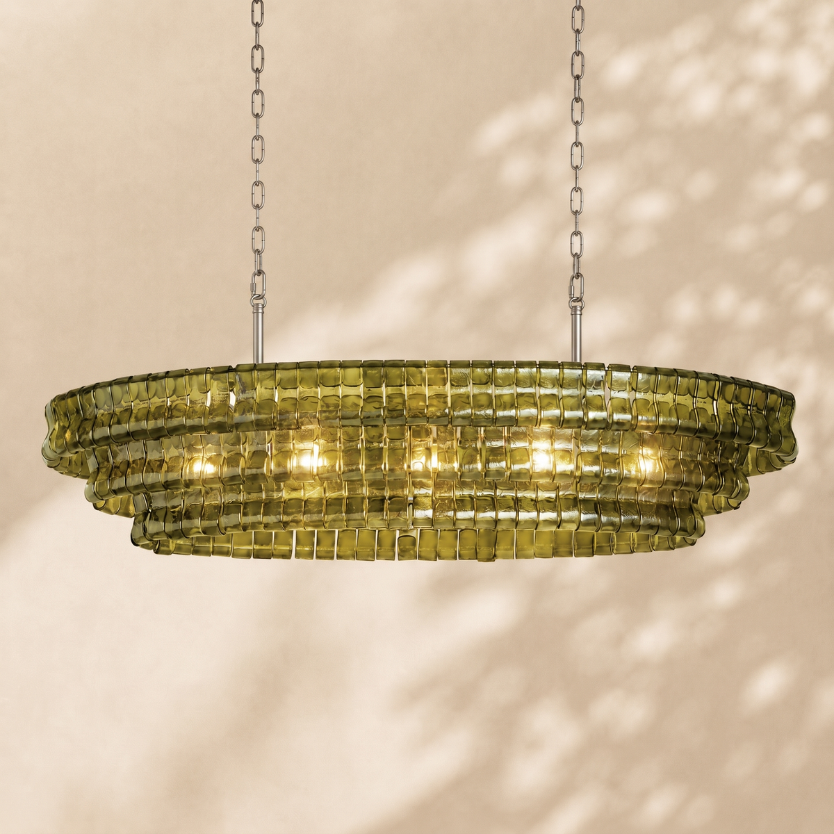 Ghiaccio Glass Oval Chandelier 54"W/65"W