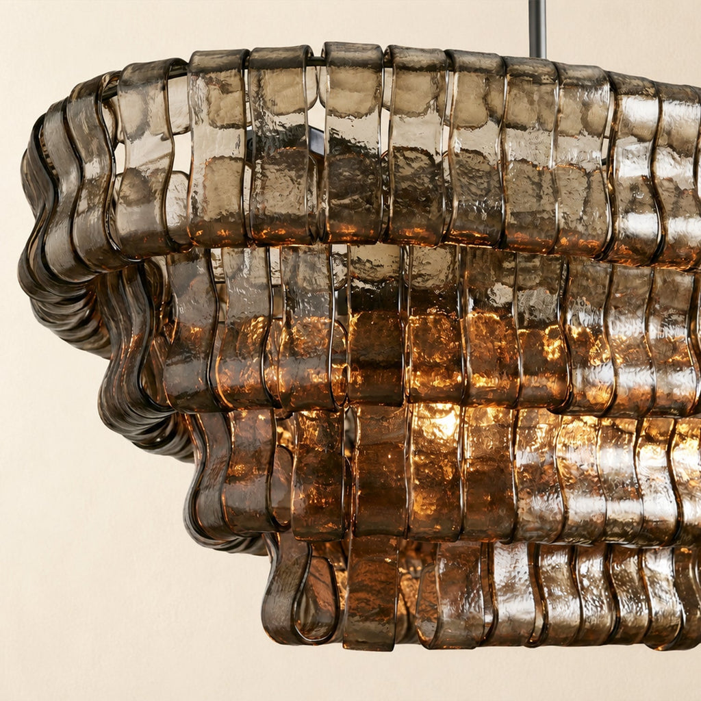 Ghiaccio Glass Oval Chandelier 54"W/65"W