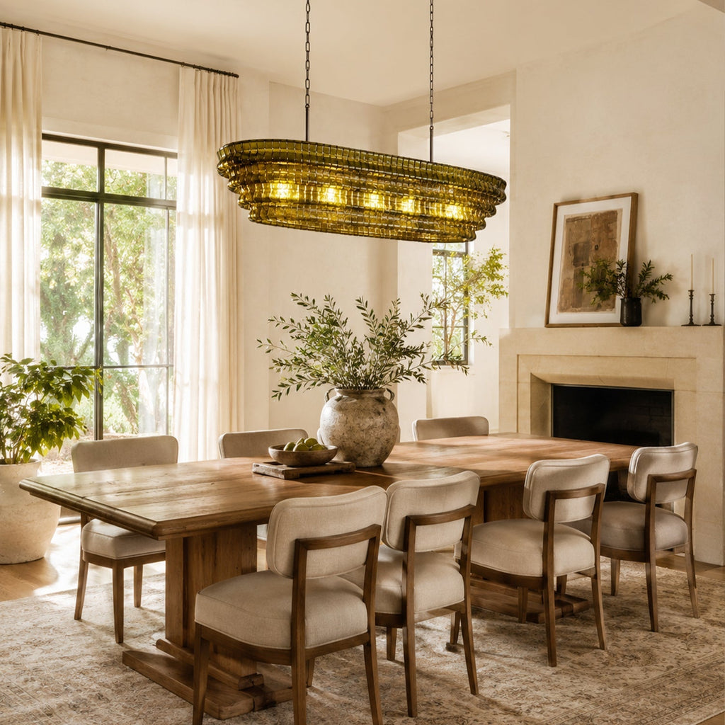 Ghiaccio Glass Oval Chandelier 54"W/65"W