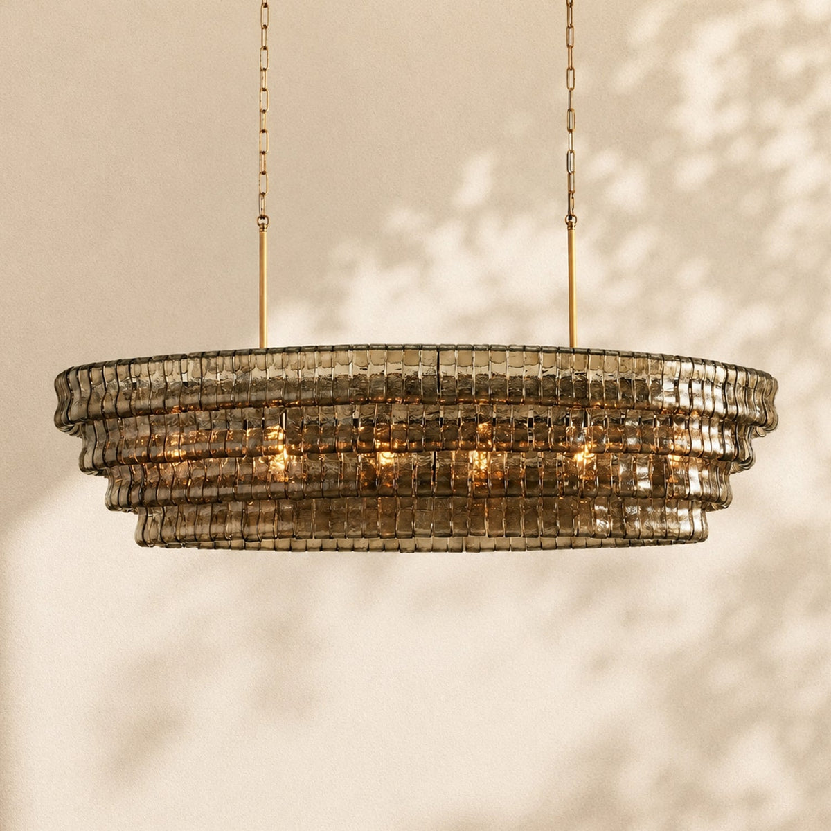 Ghiaccio Glass Oval Chandelier 54"W/65"W