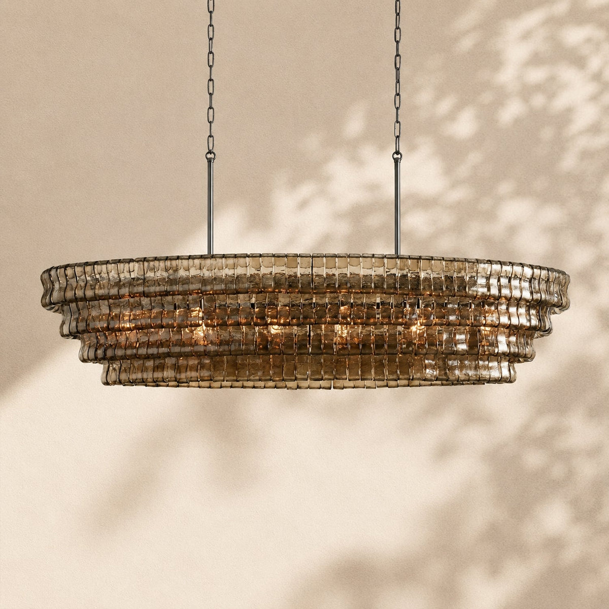 Ghiaccio Glass Oval Chandelier 54"W/65"W