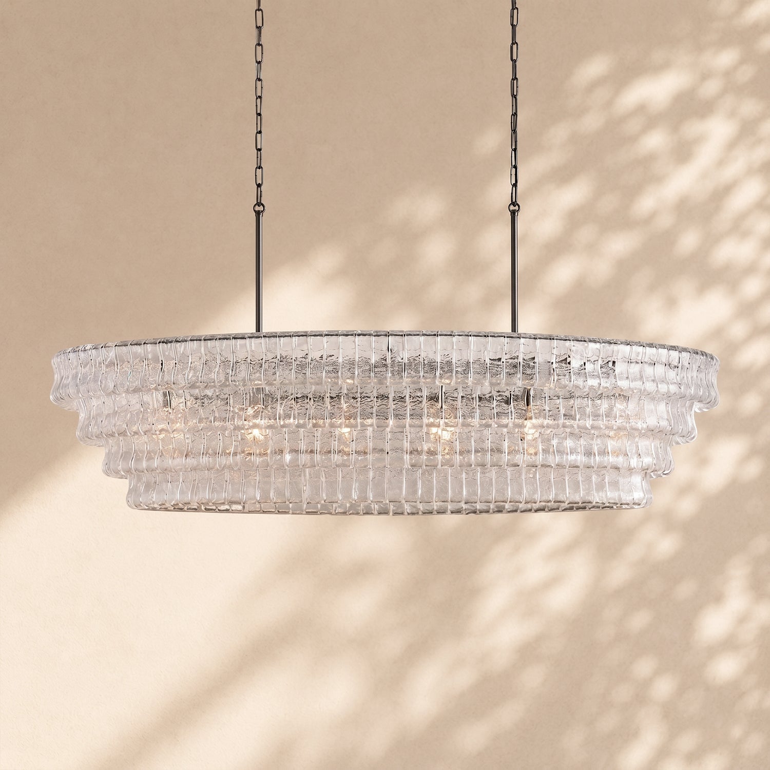 Ghiaccio Glass Oval Chandelier 54"W/65"W