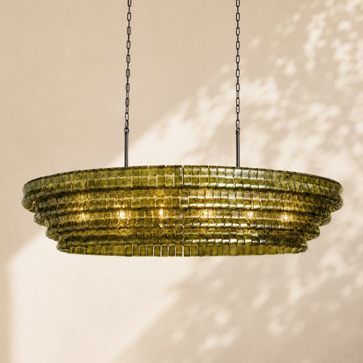 Ghiaccio Glass Oval Chandelier 54"W/65"W