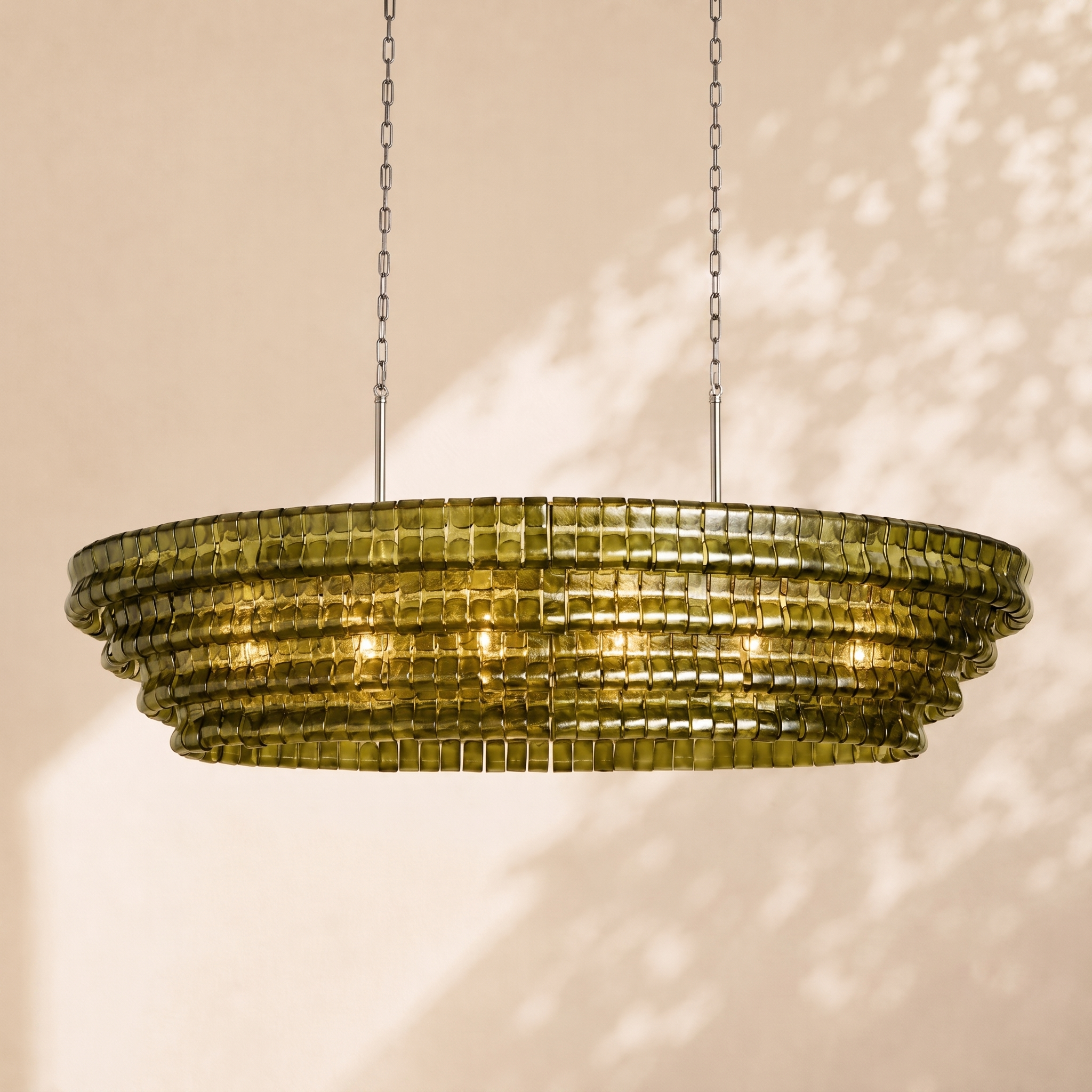 Ghiaccio Glass Oval Chandelier 54"W/65"W