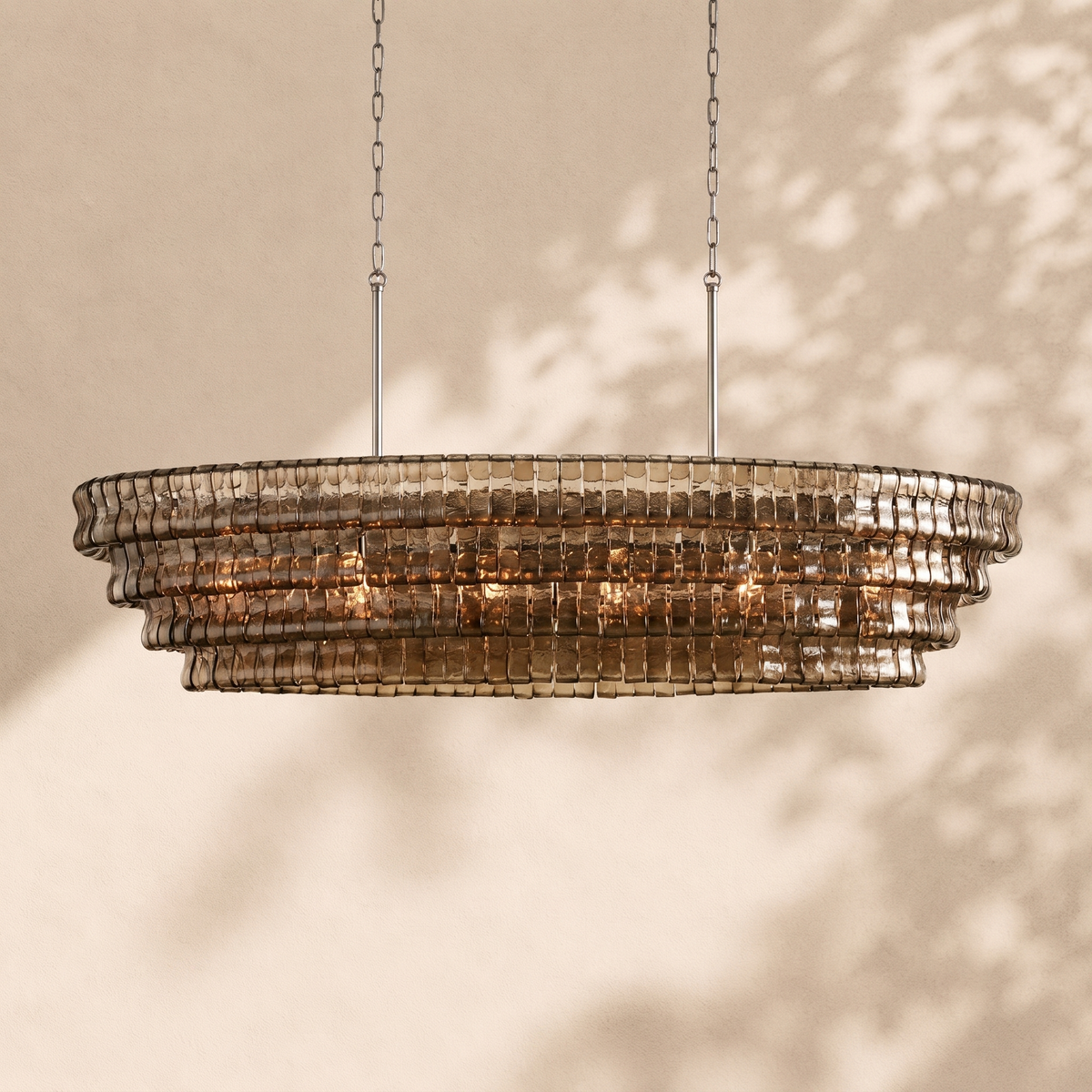 Ghiaccio Glass Oval Chandelier 54"W/65"W