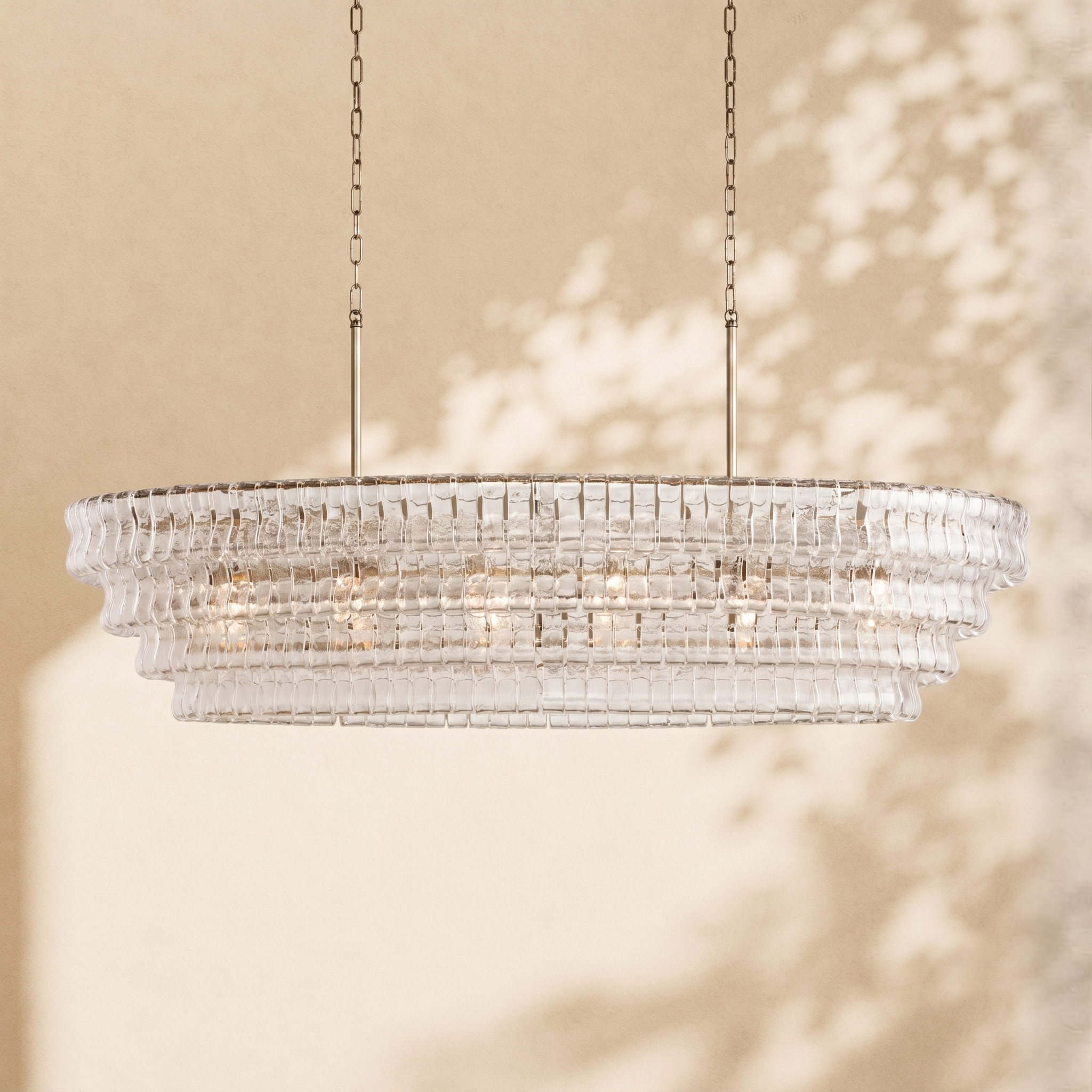 Ghiaccio Glass Oval Chandelier 54"W/65"W