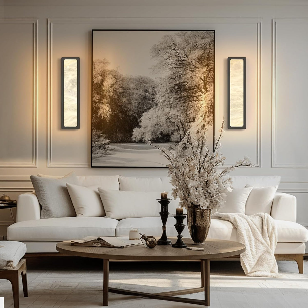 Alabaster Wall Sconces 20" - Fast Delivery-1-Luxehomezone