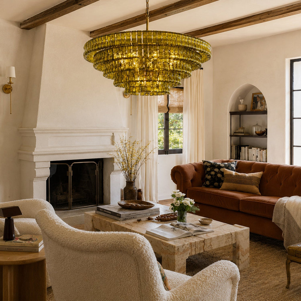 Ghiaccio 5-Tier Glass Round Chandelier 48"