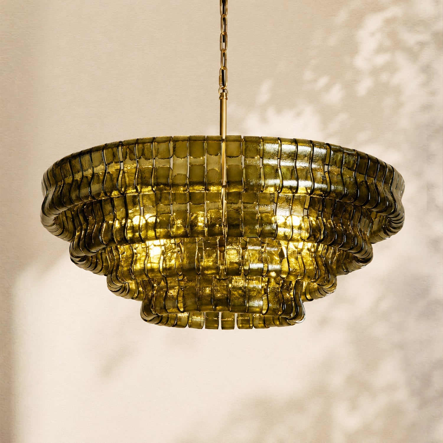Ghiaccio 4-Tier Glass Round Chandelier 36"