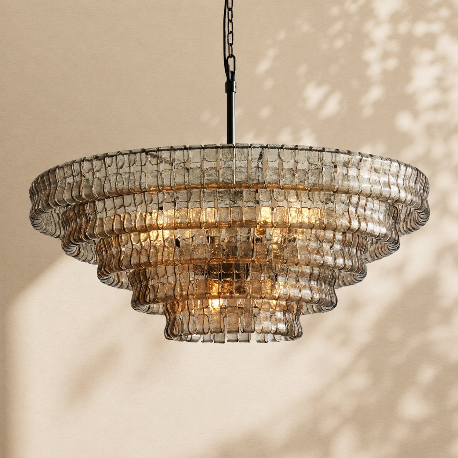 Ghiaccio 5-Tier Glass Round Chandelier 48"