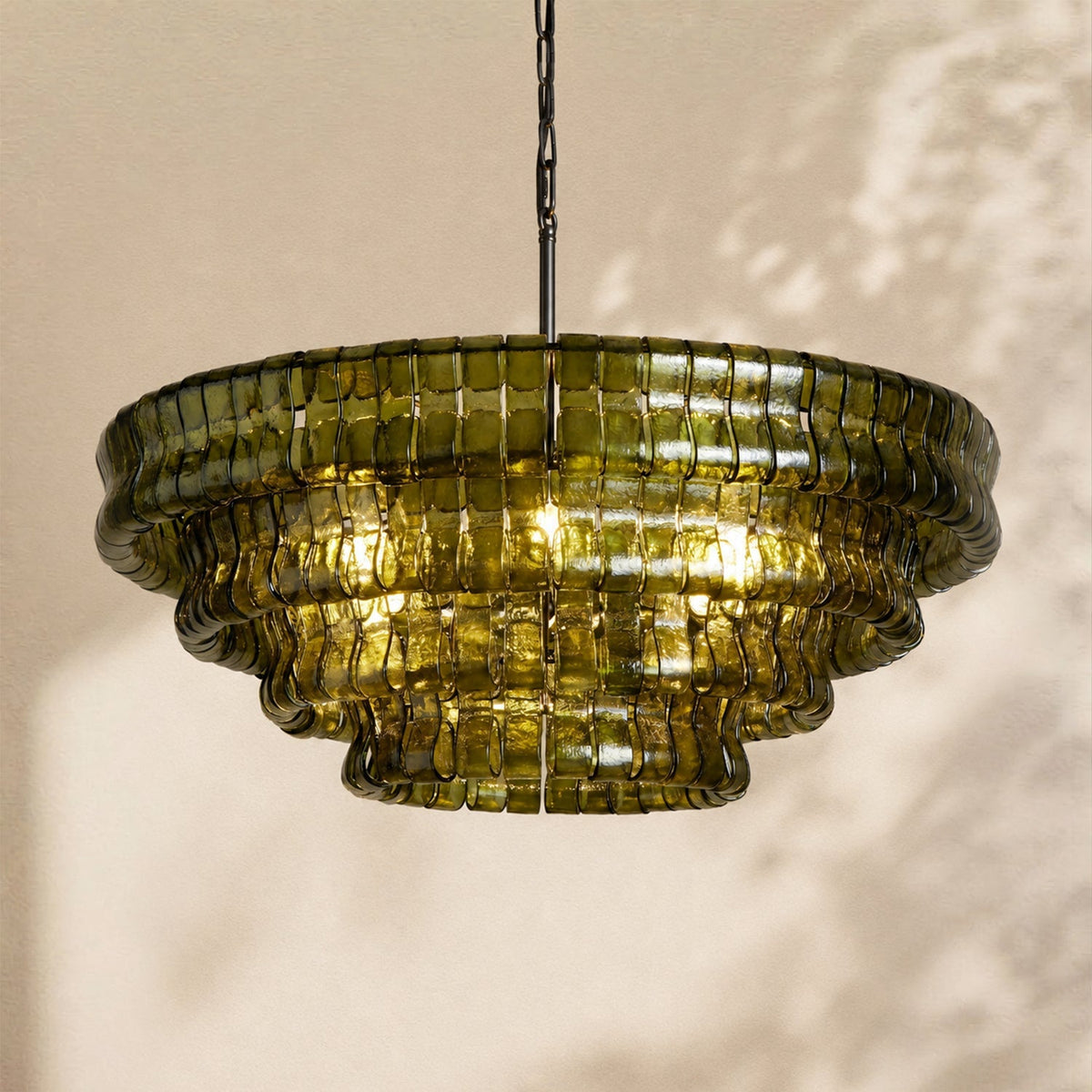 Ghiaccio 4-Tier Glass Round Chandelier 36"