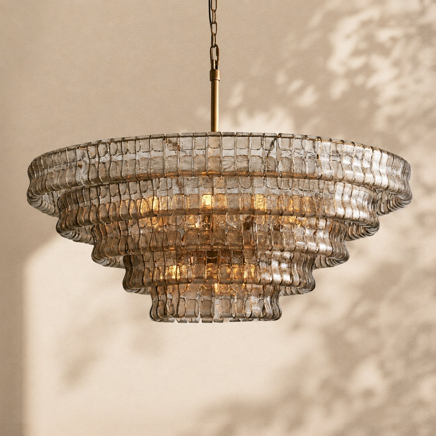 Ghiaccio 5-Tier Glass Round Chandelier 48"