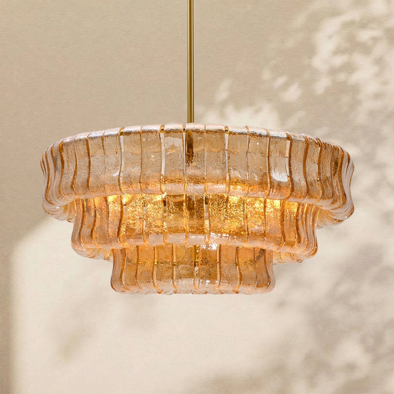 Ghiaccio 3-Tier Glass Round Chandelier 24"