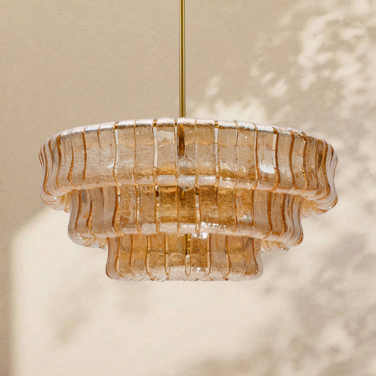 Ghiaccio 3-Tier Glass Round Chandelier 24"