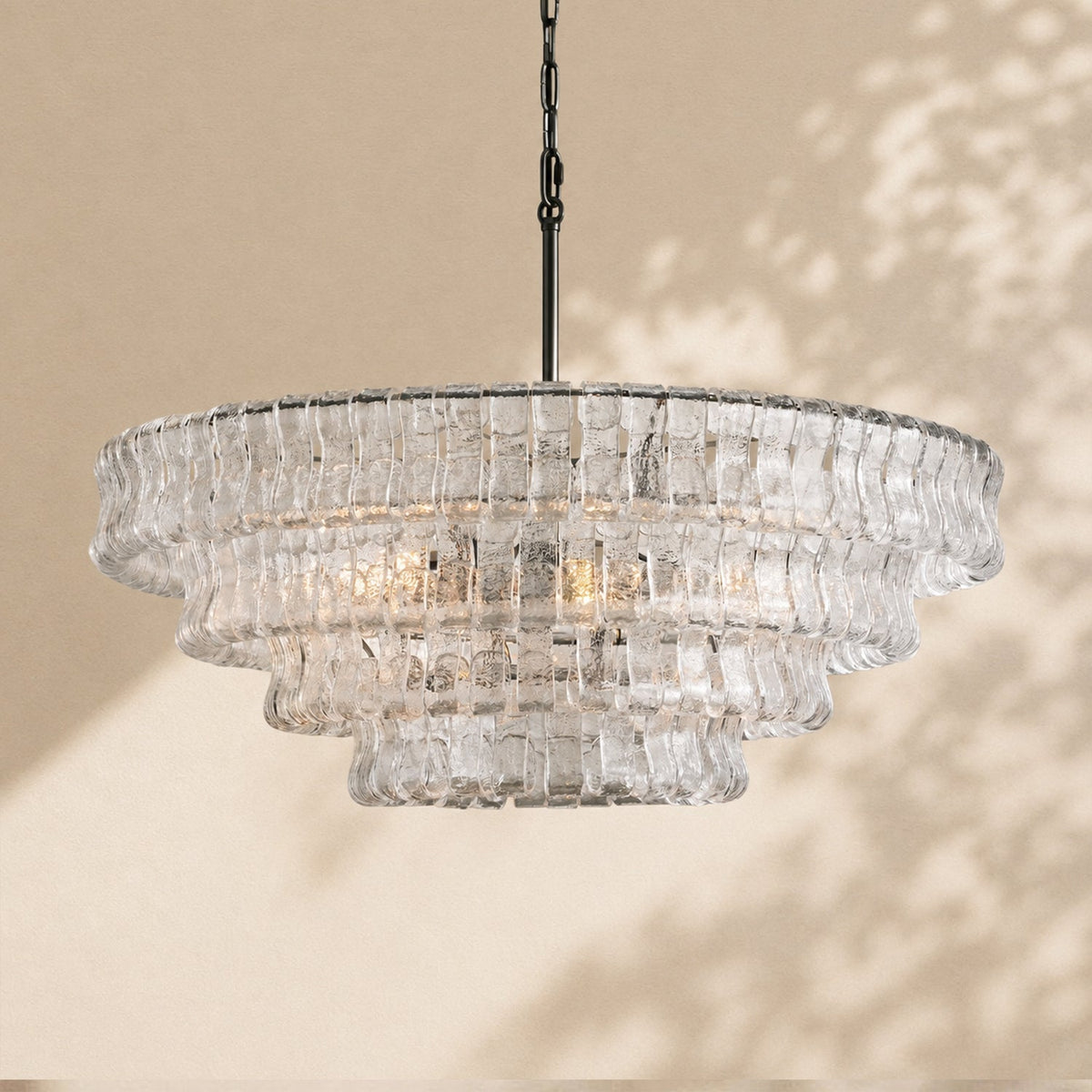 Ghiaccio 4-Tier Glass Round Chandelier 36"