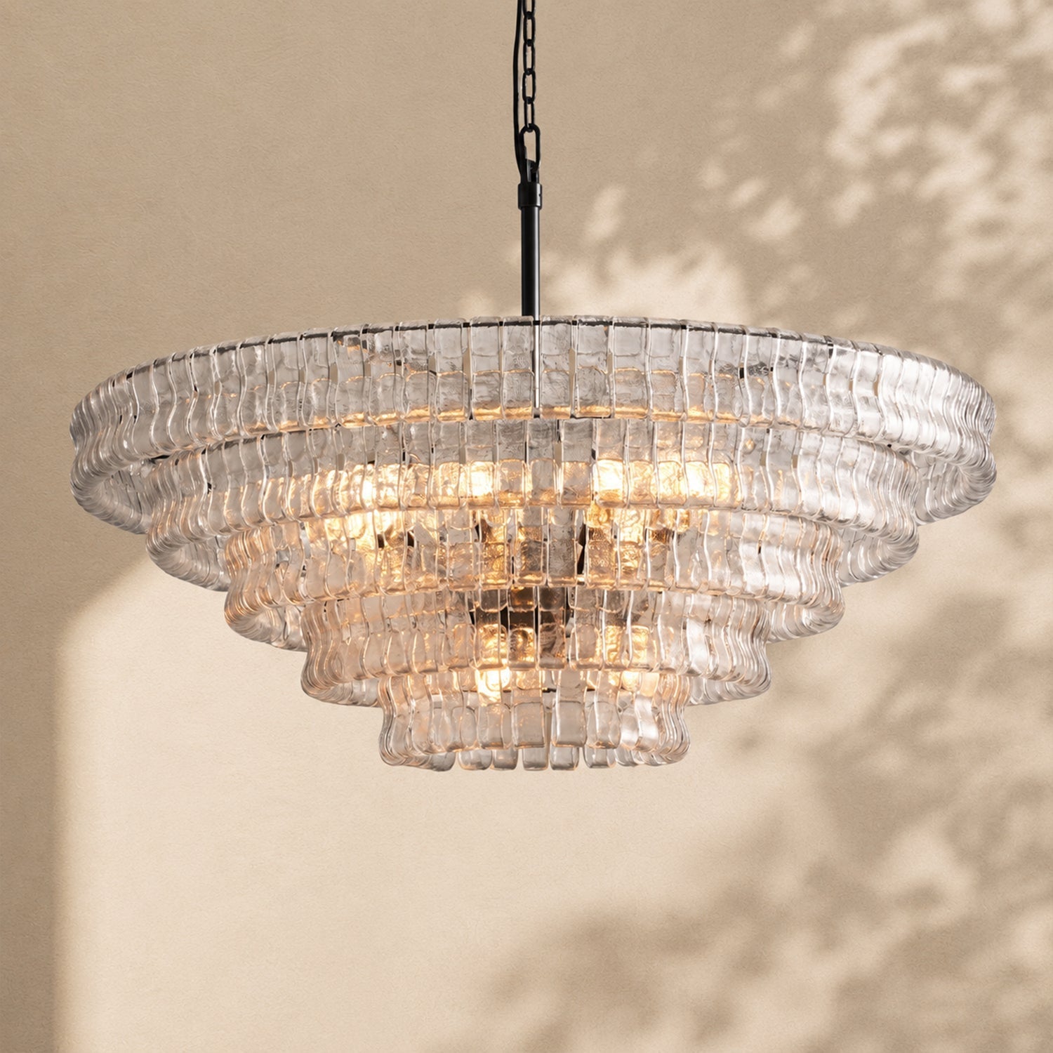 Ghiaccio 5-Tier Glass Round Chandelier 48"