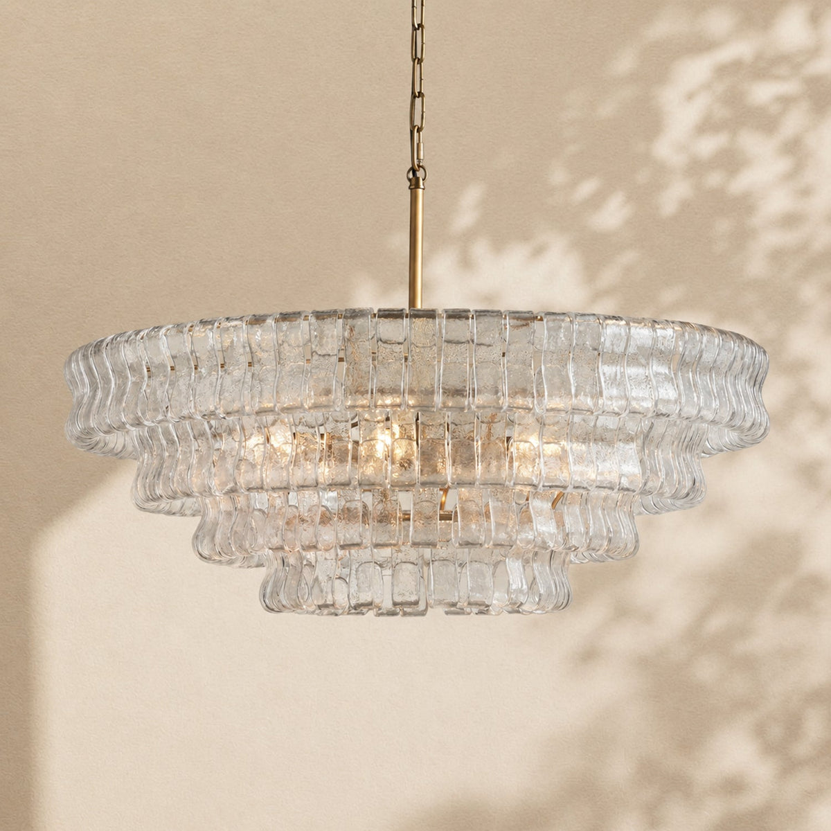 Ghiaccio 4-Tier Glass Round Chandelier 36"
