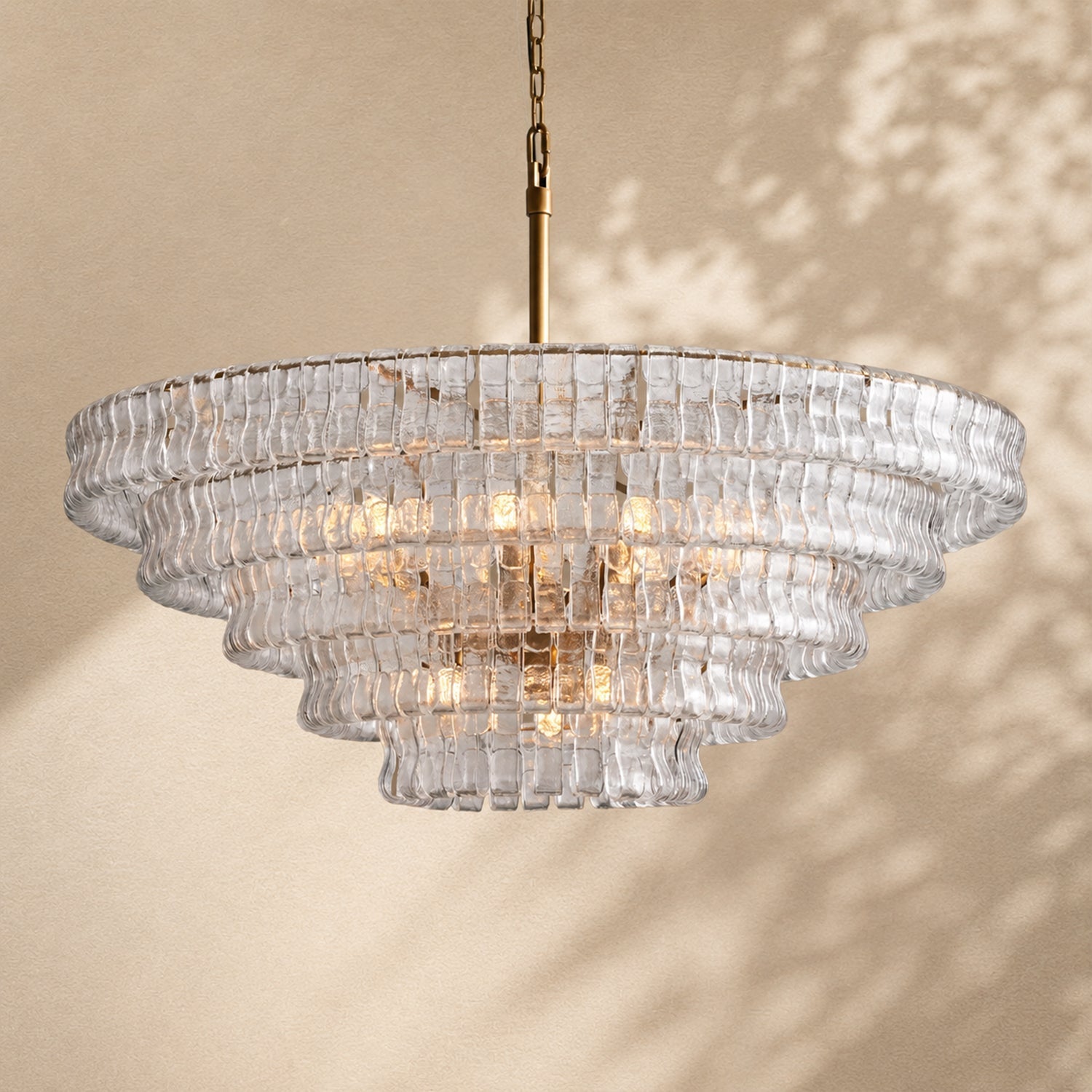 Ghiaccio 5-Tier Glass Round Chandelier 48"