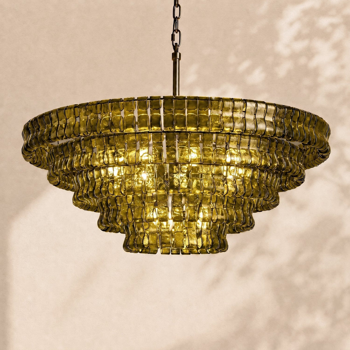 Ghiaccio 5-Tier Glass Round Chandelier 48"