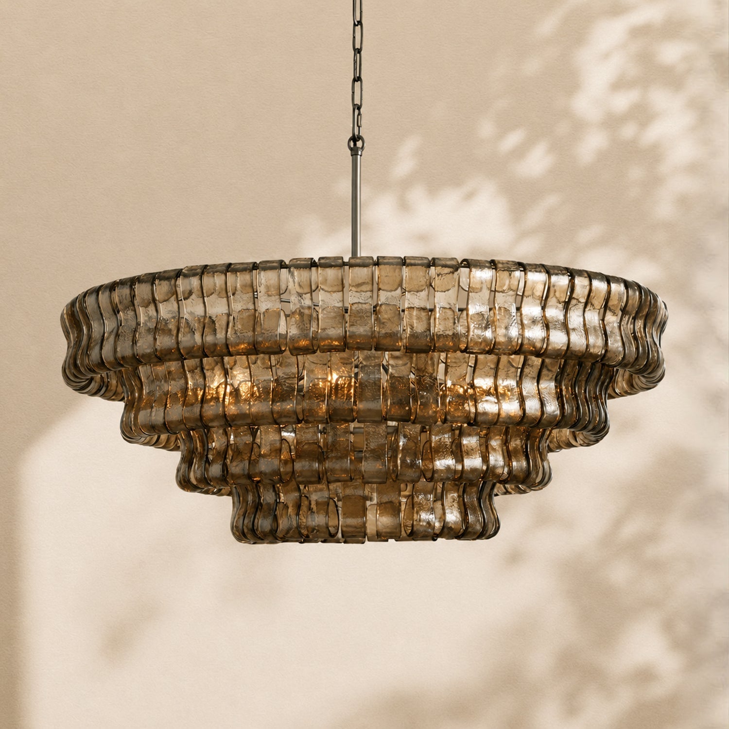 Ghiaccio 4-Tier Glass Round Chandelier 36"