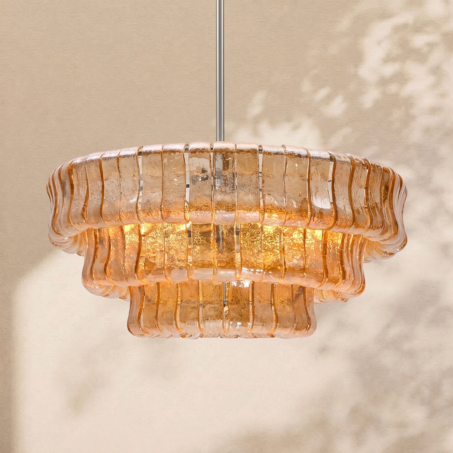 Ghiaccio 3-Tier Glass Round Chandelier 24"
