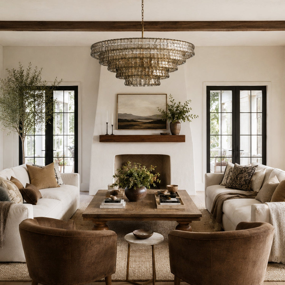 Ghiaccio 5-Tier Glass Round Chandelier 48"