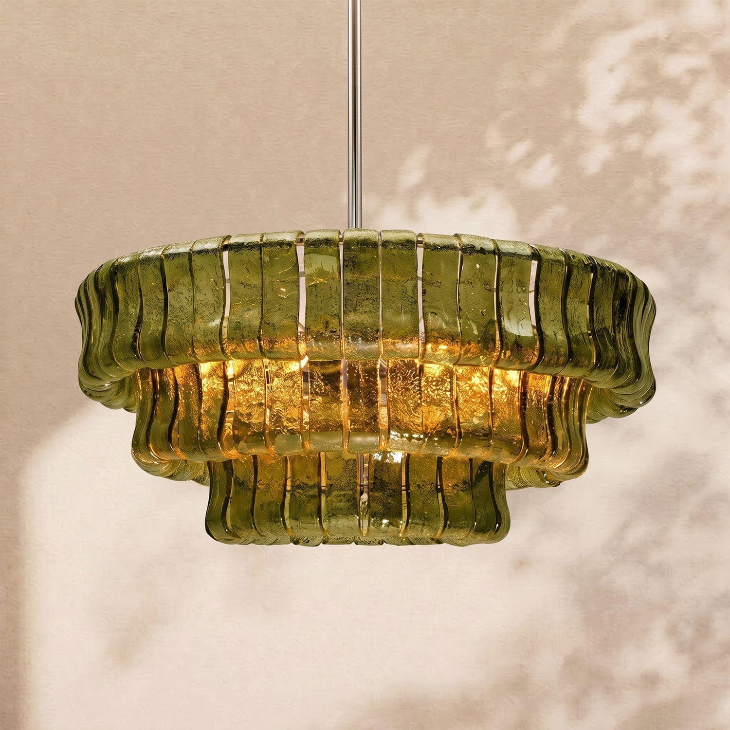 Ghiaccio 3-Tier Glass Round Chandelier 24"