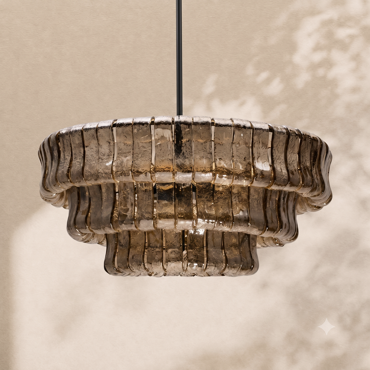 Ghiaccio 3-Tier Glass Round Chandelier 24"